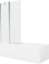 MEXEN/S - Cubik obdélníková vana 150 x 70 cm s panelem + vanová zástěna 100 cm, transparent, chrom (550315070X9401010100)