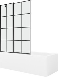 MEXEN/S - Cubik obdélníková vana 150 x 70 cm s panelem + vanová zástěna 120, černá vzor (550315070X9412117077)
