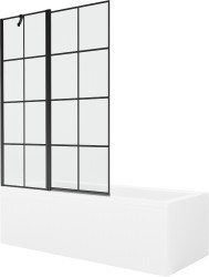 MEXEN/S - Cubik obdélníková vana 150 x 70 cm s panelem + vanová zástěna 120 cm, černá vzor (550315070X9412117077)