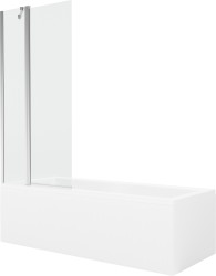 MEXEN/S - Cubik obdélníková vana 150 x 70 cm s panelem + vanová zástěna 80 cm, transparent, chrom (550315070X9408110100)