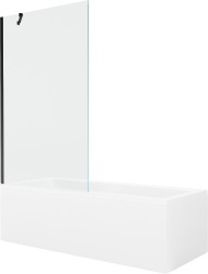 MEXEN/S - Cubik obdélníková vana 160 x 70 cm s panelem + vanová zástěna 100 cm, transparent, černá (550316070X9510000070)