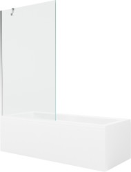 MEXEN/S - Cubik obdélníková vana 160 x 70 cm s panelem + vanová zástěna 100 cm, transparent, chrom (550316070X9510000001)