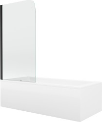 MEXEN/S - Cubik obdélníková vana 160 x 70 cm s panelem  + vanová zástěna 70 cm, transparent,  černá (550316070X9007017000)