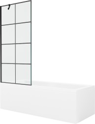 MEXEN/S - Cubik obdélníková vana 170 x 70 cm s panelem + vanová zástěna 80 cm, černá vzor (550317070X9508007077)