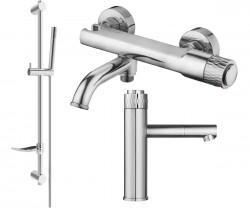 MEXEN/S - Diamond DF70 Set umyvadlové a vanové baterie s příslušenstvím, chrom (71503DF70-00)