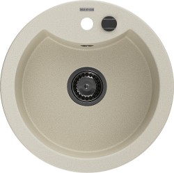 MEXEN/S - Diego granitový dřez 1 488 x 480 mm, béžová, + černý sifon (6512481000-69-B)
