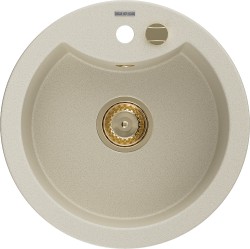 MEXEN/S - Diego granitový dřez 1 488 x 480 mm, béžová, + zlatý sifon (6512481000-69-G)