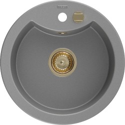 MEXEN/S - Diego granitový dřez 1 488 x 480 mm, šedá, + zlatý sifon (6512481000-71-G)