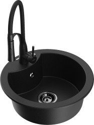 MEXEN/S - Diego granitový dřez 1-miska včetně baterie Aster, černá (6512-77-73450-70-B)