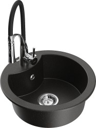 MEXEN/S - Diego granitový dřez 1-miska včetně baterie Aster, černá/zlatá metalik - 6512-75-73450-70 (6512-75-73450-07)