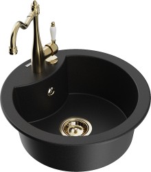 MEXEN/S - Diego granitový dřez 1-miska včetně baterie Carla, černá (6512-77-670700-50)