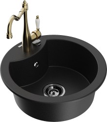 MEXEN/S - Diego granitový dřez 1-miska včetně baterie Carla, černá (6512-77-670700-50-B)