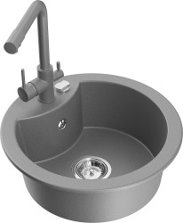 MEXEN/S - Diego granitový dřez 1-miska včetně baterie Duero, černá/stříbrná metalik (6512-73-671600-00)