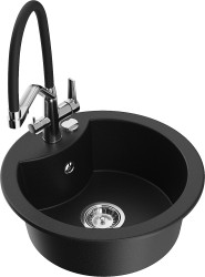 MEXEN/S - Diego granitový dřez 1-miska včetně baterie Duo, černá (6512-77-671701-07)