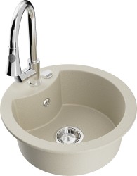MEXEN/S - Diego granitový dřez 1-miska včetně baterie Elia, béžová (6512-69-670101-00)