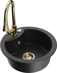 MEXEN/S - Diego granitový dřez 1-miska včetně baterie Elia, černá/stříbrná metalik (6512-73-670101-50)