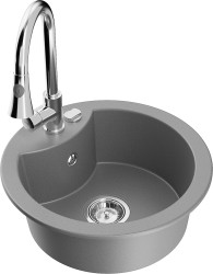 MEXEN/S - Diego granitový dřez 1-miska včetně baterie Elia, šedá (6512-71-670101-00)