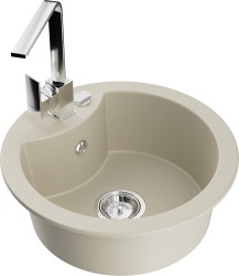 MEXEN/S - Diego granitový dřez 1-miska včetně baterie Rita, béžový (6512-69-670300-00)