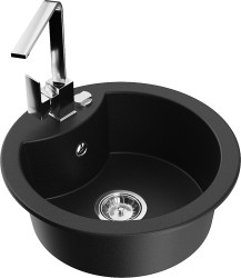 MEXEN/S - Diego granitový dřez 1-miska včetně baterie Rita, černý (6512-77-670300-00)