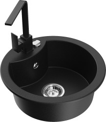 MEXEN/S - Diego granitový dřez 1-miska včetně baterie Rita, černý (6512-77-670300-70)