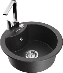 MEXEN/S - Diego granitový dřez 1-miska včetně baterie Rita, černý kropenatý (6512-76-670300-00)