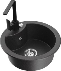 MEXEN/S - Diego granitový dřez 1-miska včetně baterie Rita, černý kropenatý (6512-76-670300-70)