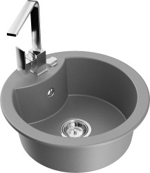 MEXEN/S - Diego granitový dřez 1-miska včetně baterie Rita, šedý (6512-71-670300-00)
