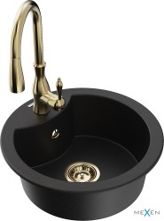 MEXEN/S - Diego granitový dřez 1-miska včetně baterie Savita, černá (6512-77-672601-50)