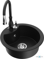 MEXEN/S - Diego granitový dřez 1-miska včetně baterie Savita, černá (6512-77-672601-70)