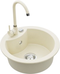 MEXEN/S - Diego granitový dřez 1-miska včetně baterie Telma, béžováy (6512-69-670200-69)