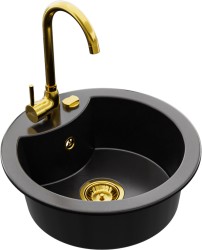 MEXEN/S - Diego granitový dřez 1-miska včetně baterie Telma, černá (6512-77-670200-50)