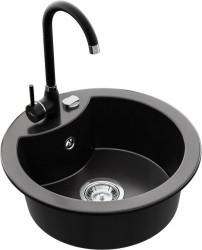 MEXEN/S - Diego granitový dřez 1-miska včetně baterie Telma, černá (6512-77-670200-70)