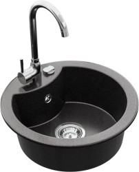 MEXEN/S - Diego granitový dřez 1-miska včetně baterie Telma, černá kropenatý (6512-76-670200-00)