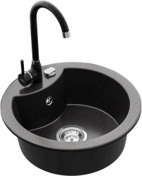 MEXEN/S - Diego granitový dřez 1-miska včetně baterie Telma, černá kropenatý (6512-76-670200-76)