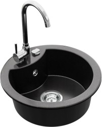 MEXEN/S - Diego granitový dřez 1-miska včetně baterie Telma, černá/stříbrný (6512-73-670200-00)