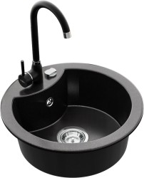 MEXEN/S - Diego granitový dřez 1-miska včetně baterie Telma, černá/stříbrný (6512-73-670200-70)