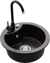 MEXEN/S - Diego granitový dřez 1-miska včetně baterie Telma, černá/zlatý (6512-75-670200-70)