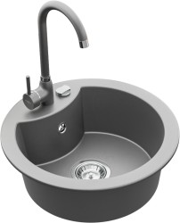 MEXEN/S - Diego granitový dřez 1-miska včetně baterie Telma, šedá (6512-71-670200-71)
