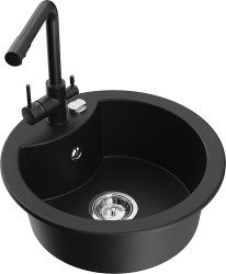 MEXEN/S - Diego granitový dřez včetně baterie Duero, černá (6512-77-671600-70)