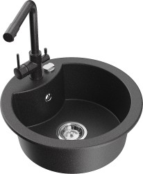 MEXEN/S - Diego granitový dřez včetně baterie Duero, černá kropenatá (6512-76-671600-76)
