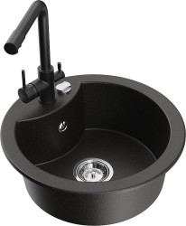 MEXEN/S - Diego granitový dřez včetně baterie Duero, černá/zlatá metalik (6512-75-671600-70)