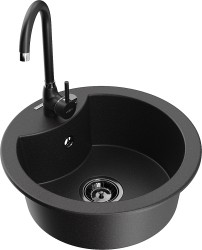 MEXEN/S - Diego granitový dřez včetně baterie Telma, černá (6512-77-670200-70-B)