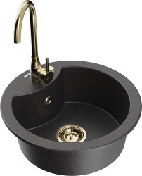 MEXEN/S - Diego granitový dřez včetně baterie Telma, černá kropenatá (6512-76-670200-50)