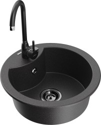 MEXEN/S - Diego granitový dřez včetně baterie Telma, černá kropenatá (6512-76-670200-70-B)