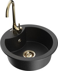 MEXEN/S - Diego granitový dřez včetně baterie Telma, černá/stříbrná (6512-73-670200-50)