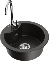 MEXEN/S - Diego granitový dřez včetně baterie Telma, černá/zlatá (6512-75-670200-00)