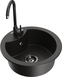 MEXEN/S - Diego granitový dřez včetně baterie Telma, černá/zlatá (6512-75-670200-70-B)