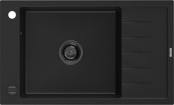 MEXEN/S - Elias granitový dřez 1-miska s odkapávačem 795 x 480 mm, černá, sifon černá (6511791005-77-B)