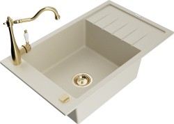 MEXEN/S - Elias granitový dřez 1-miska včetně baterie Carla, béžová (6511-69-670700-50)