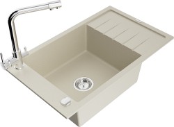 MEXEN/S - Elias granitový dřez 1-miska včetně baterie Duero, béžová (6511-69-671600-00)